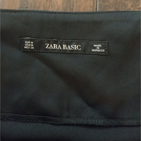 ZARA Basic Black Midi Slip Dress Cowl Neck Spaghetti Straps Sz M - Picture 4 of 14